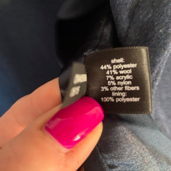 The Limited 3/4 Sleeves Dark Blue Wool Bland Coat - Picture 6 of 6